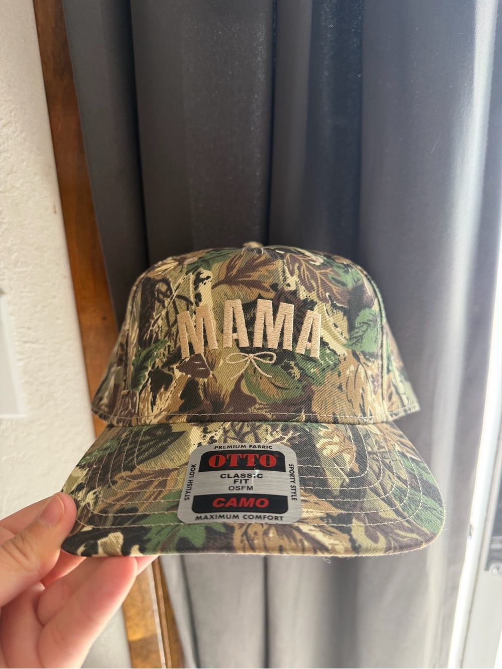 OTTO Camo "MAMA" Embroidered Baseball Cap - Green Brown Black